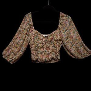 LUSH Multicolor Ditsy Floral Cropped Top Cottagecore Boho Festival Medium